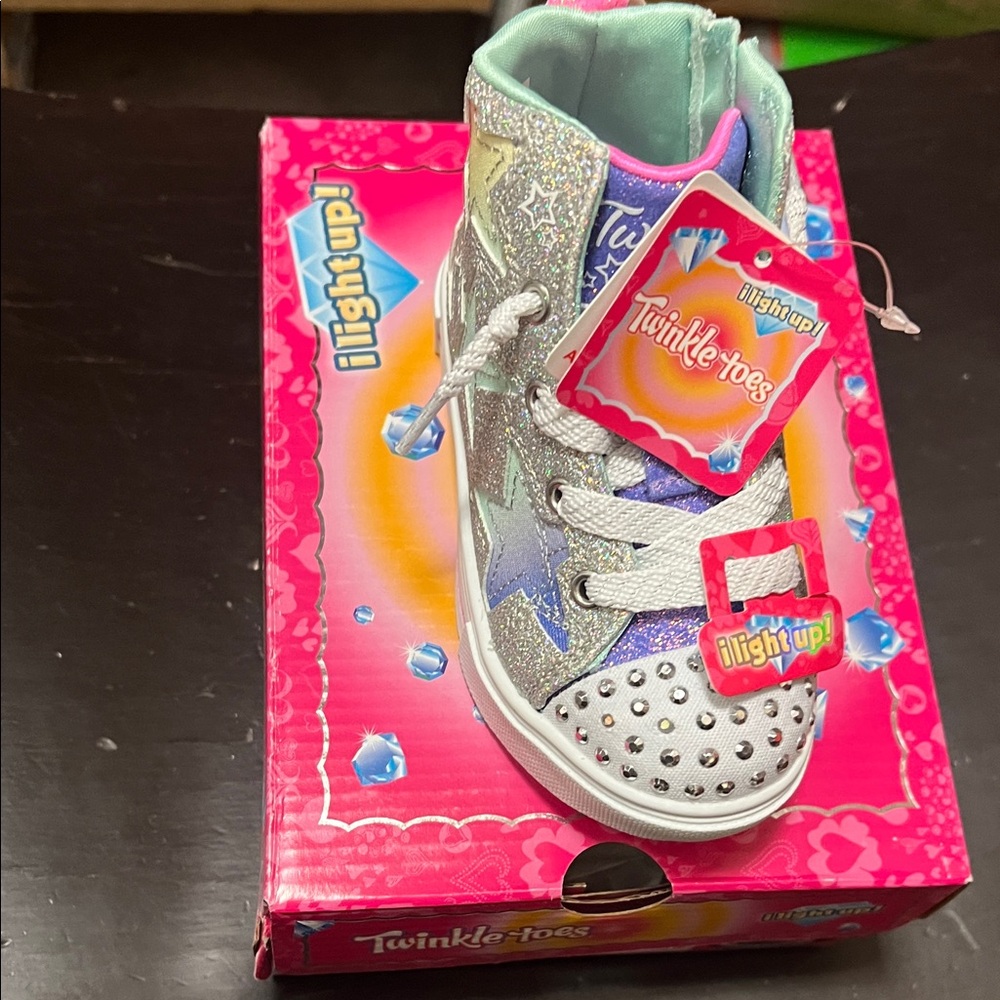 Skechers Twinkle Toes Kids Sneakers - Silver and Blue